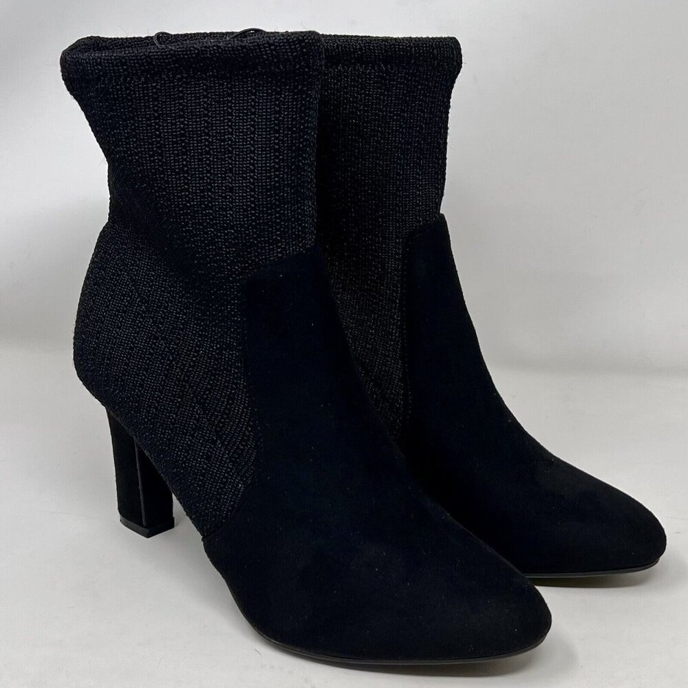 Impo Womens Tahlia Black Faux Suede and Knit Heel Ankle Boot Size 7M - NEW